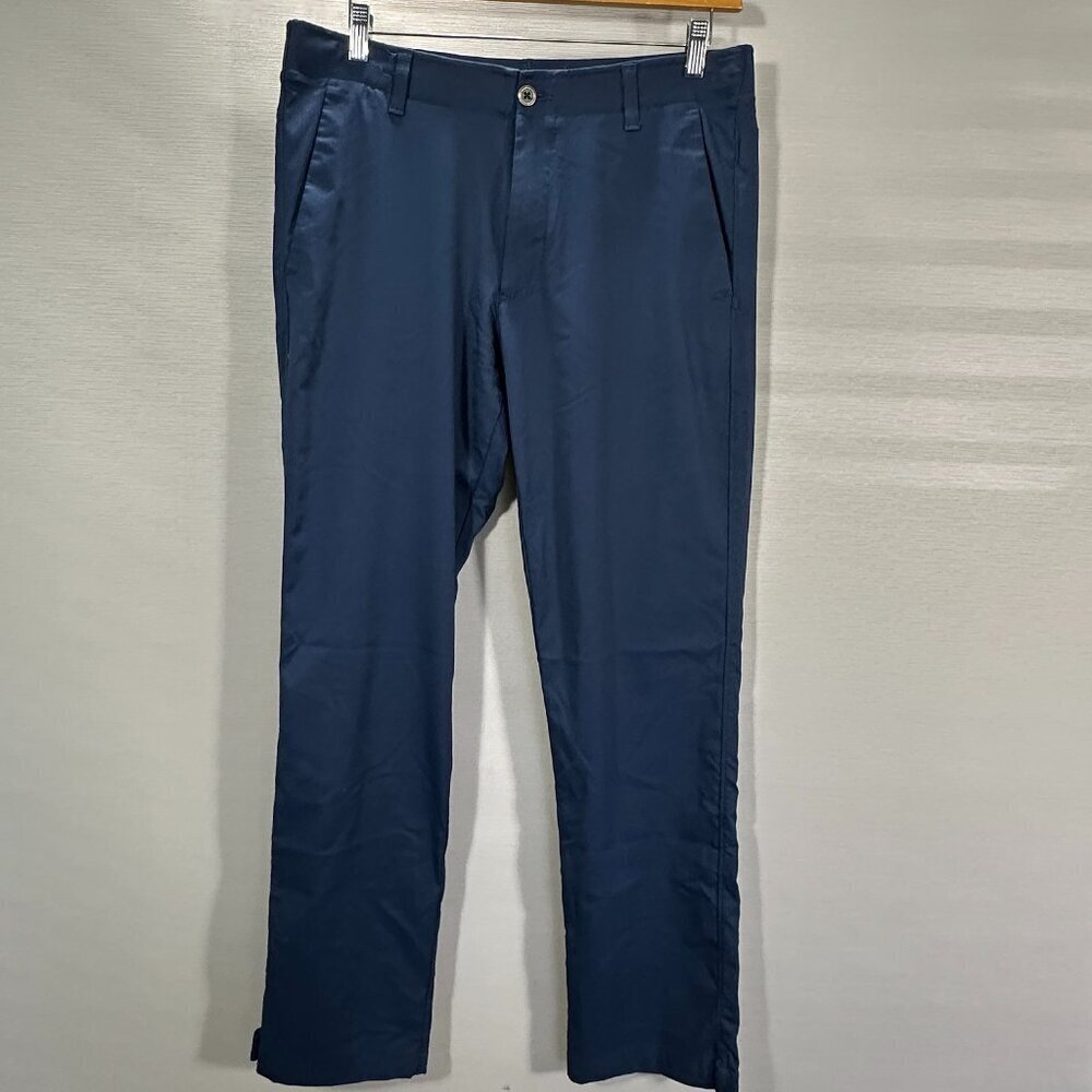 Under Armour Pants Mens 38 Drive Blue Stretch Pockets Straight Leg Zip Fly Golf